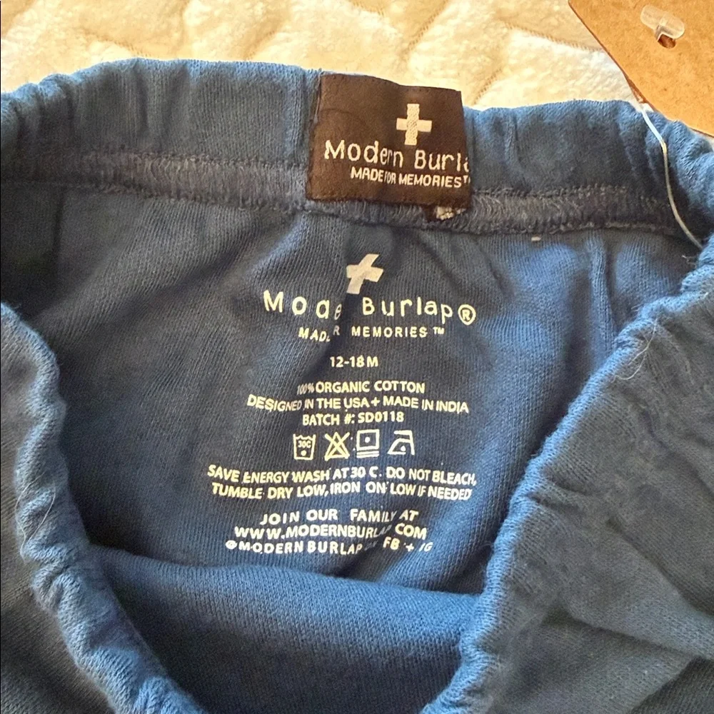 Modern burlap 100% organic cotton Kids Blue Organic Cotton Shorts